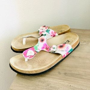 🇵🇹 MEPHISTO Thong Sandals Cushion Sole Pink Garden Floral Shoes